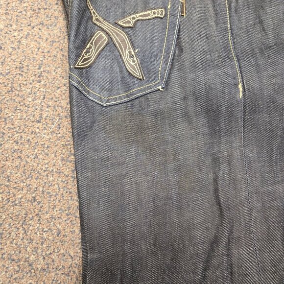 Artful Dodger Men's 36 Y2K Vintage Baggy Jeans Dark Wash Dagger Pockets Flawed - Picture 4 of 15